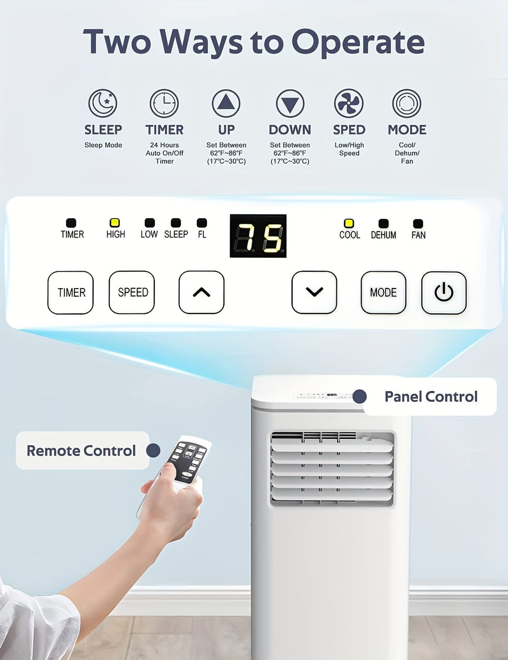 VEVA™ Portable Air Conditioner – 3-in-1 AC, Dehumidifier & Fan