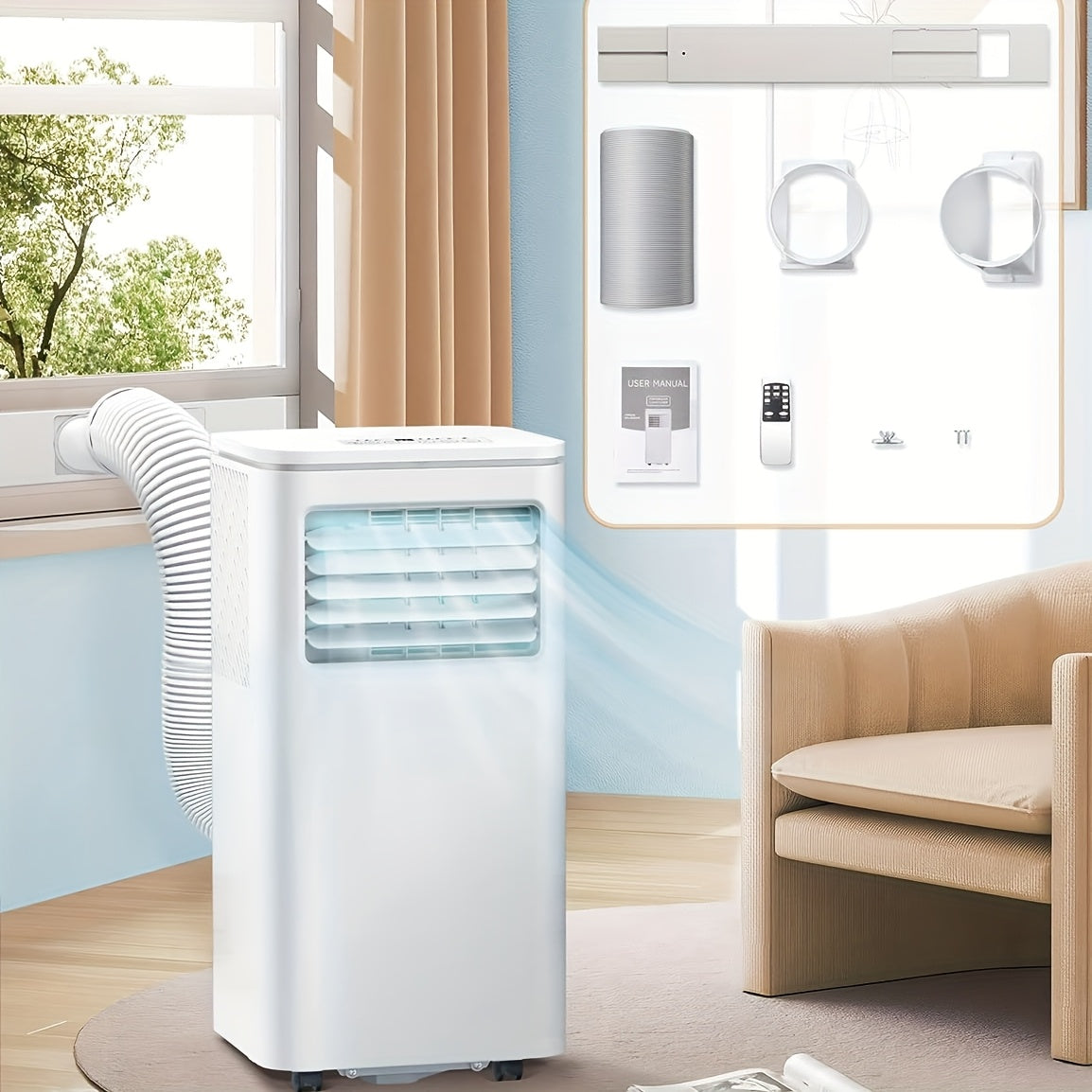 VEVA™ Portable Air Conditioner – 3-in-1 AC, Dehumidifier & Fan